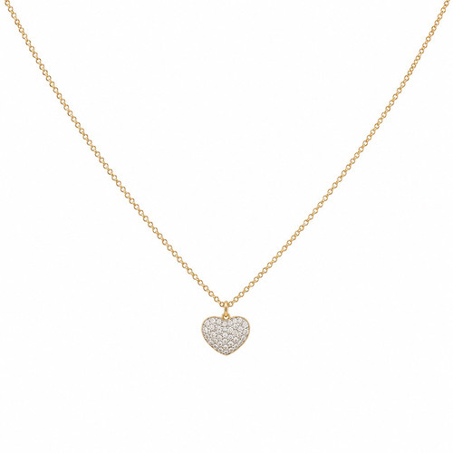 Mini Puff Heart Natural Diamond Pendant  in 18k Yellow Gold with Chain
