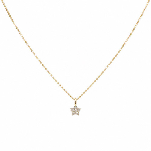 Mini Star Natural Diamond Pendant in 18k Gold with Chain