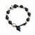 Sterling Silver & Matte Onyx Bead Bracelet on Leather Cord