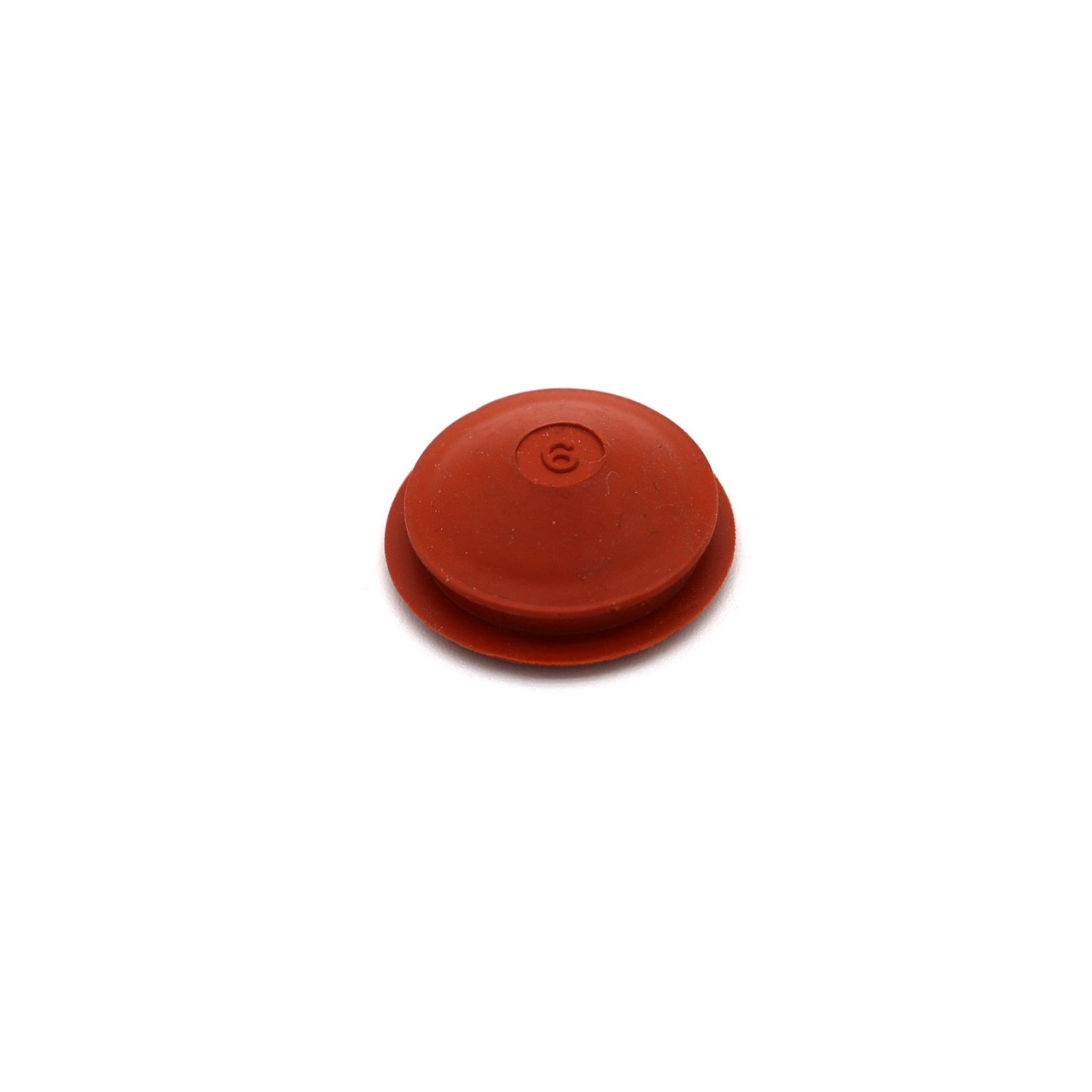 Red rubber stopper stamped #6