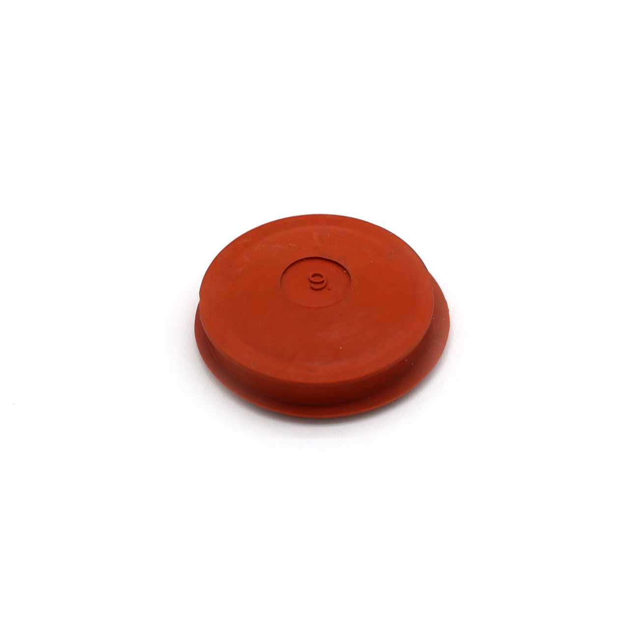 Red rubber stopper stamped #9