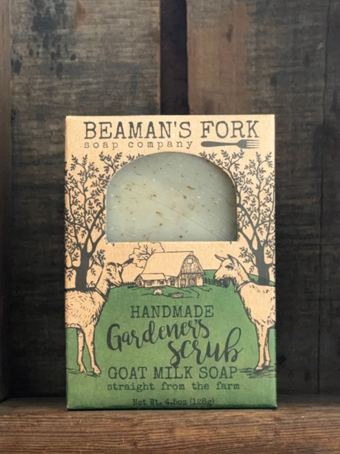Gardener’s Scrub Goat Milk Soap bar with pumice and dried dill