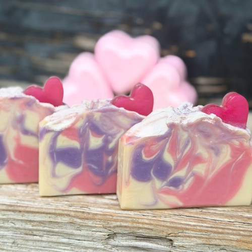 Valentine's Day Goat Milk Soaps Pink & Purple