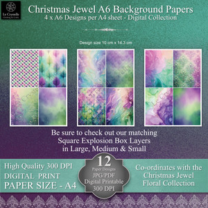 A6 Digital Christmas Jewel Background Collection