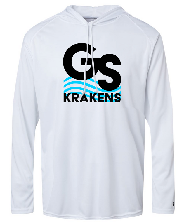 Gwinnett Swim Krakens - Badger - B-Core Hooded Long Sleeve T-Shirt