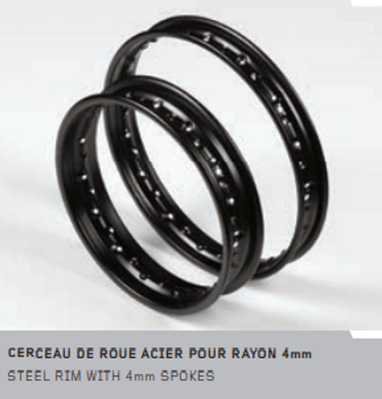 STEEL RIM for 4mm SPOKES - (1.85x12" - FRONT / REAR)