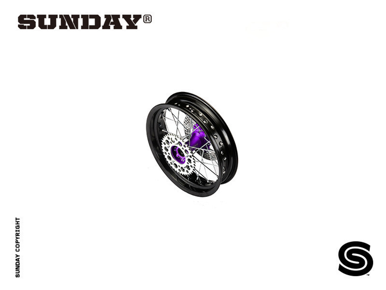 COMPLETE ALUMINUM FT REAR WHEEL 3.0x14" PURPLE