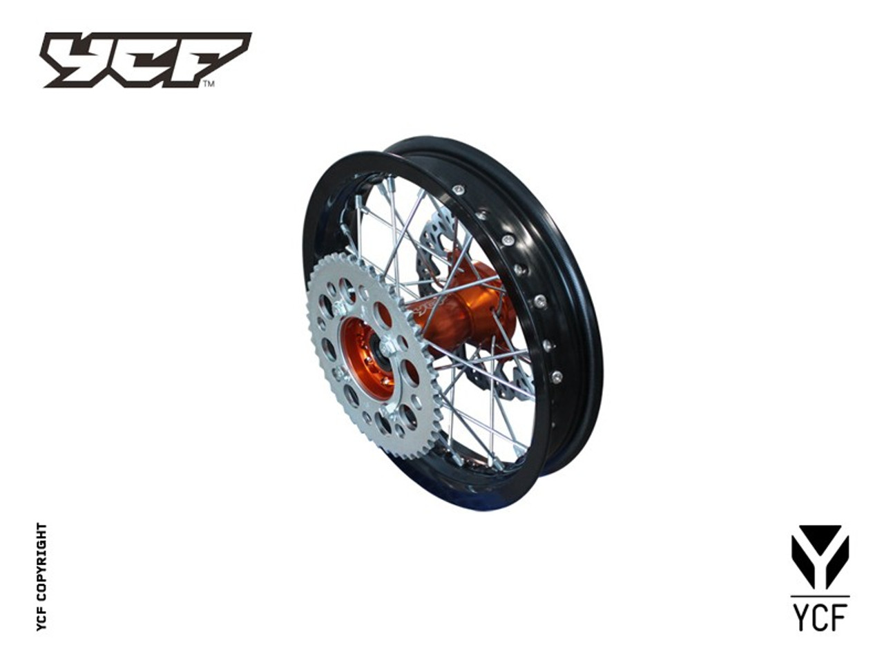 COMPLETE ALUMINUM REAR WHEEL 1.4x10" ORANGE