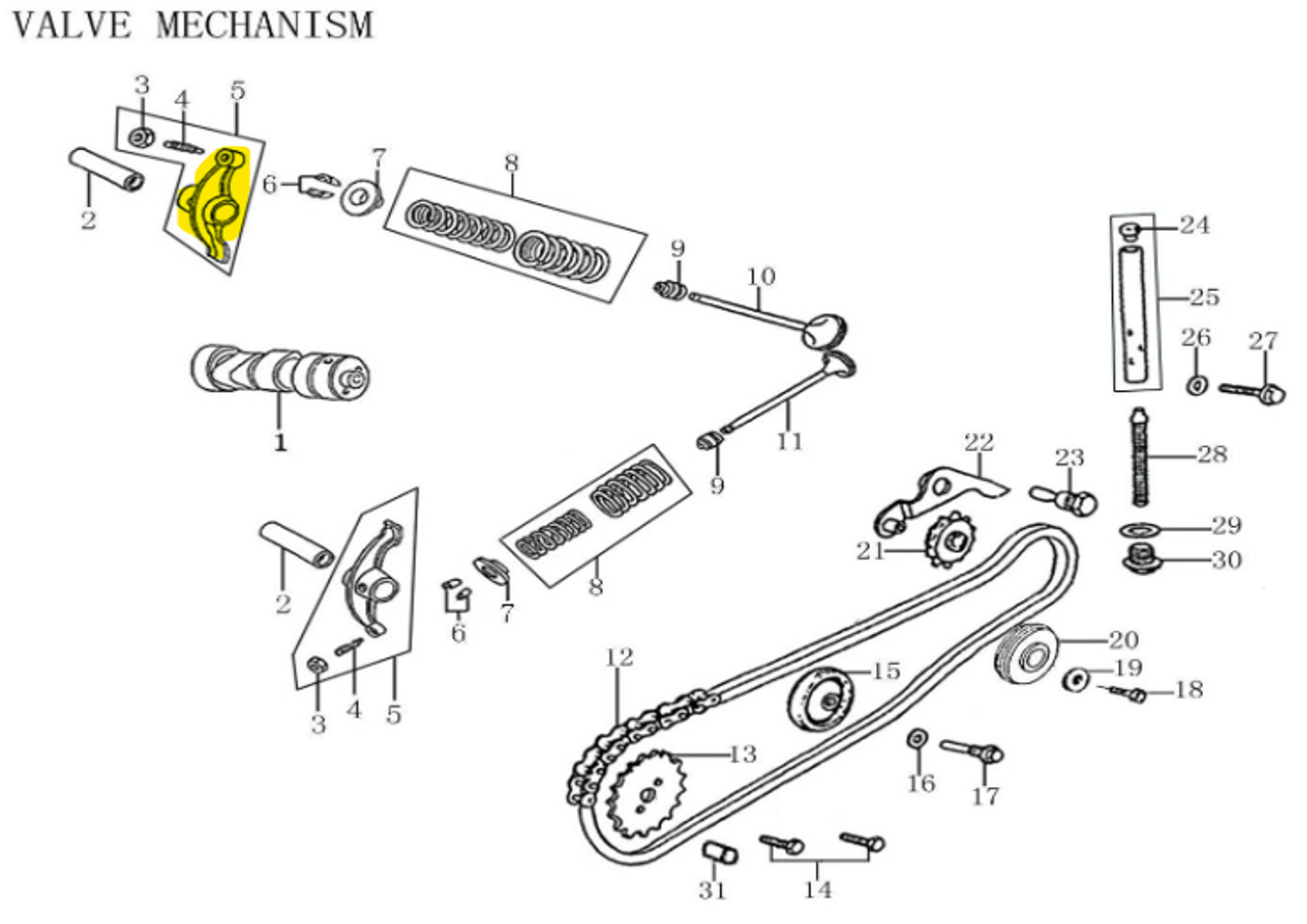 ROCKER ARM ASSEMBLY VALVE - LITE 110R RACE - 100200404