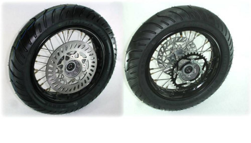 PIRANHA TM V1 COMPLETE MOTARD WHEEL SET - 12" RIMS, TIRES & DISCS