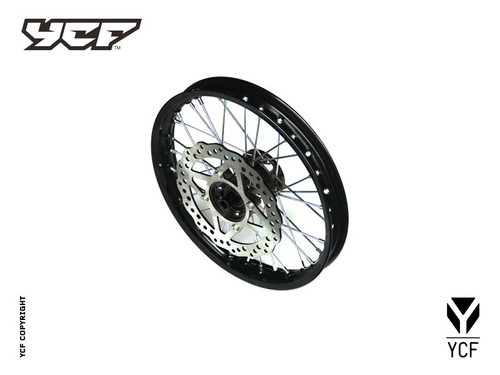 COMPLETE ALUMINUM FRONT WHEEL 1.4x14"  BLACK HUB COMPLETE ALUMINUM FRONT WHEEL 1.4x14"  BLACK HUB