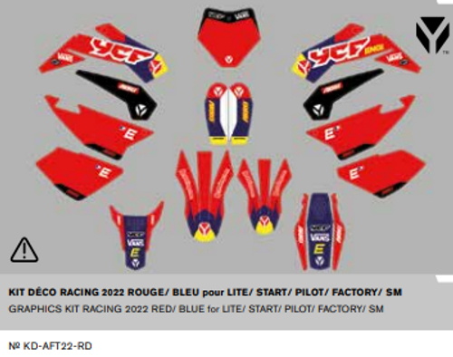 '22 RACING GRAPHIC KIT:  RED/BLUE - LITE/ START / PILOT / FACTORY / SM