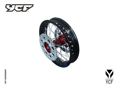 COMPLETE ALUMINUM REAR WHEEL 1.4x10" RED