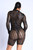 Sexy Club Outfit Romper Long Sleeve Cutting Mesh Bodysuit BLACK