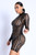 Sexy Club Outfit Romper Long Sleeve Cutting Mesh Bodysuit BLACK