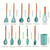Silicone Kitchen Utensil Set 12 Piece Grey with Holder
