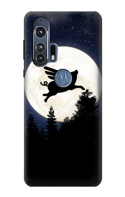 W3289 Flying Pig Full Moon Night Hard Case and Leather Flip Case For Motorola Edge+