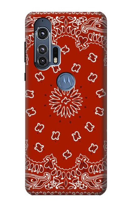 W3355 Bandana Red Pattern Hard Case and Leather Flip Case For Motorola Edge+