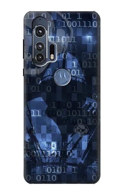 W3431 Digital Code Cyber Hacker Hard Case and Leather Flip Case For Motorola Edge+