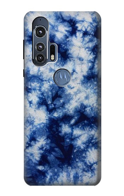 W3439 Fabric Indigo Tie Dye Hard Case and Leather Flip Case For Motorola Edge+