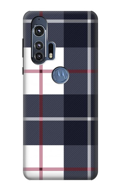 W3452 Plaid Fabric Pattern Hard Case and Leather Flip Case For Motorola Edge+