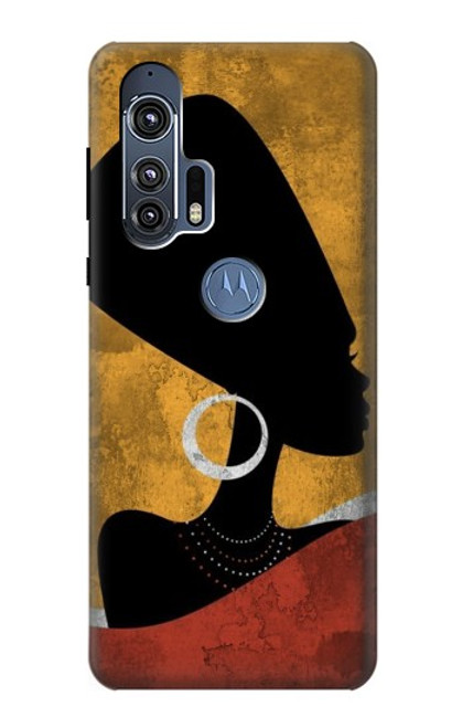 W3453 African Queen Nefertiti Silhouette Hard Case and Leather Flip Case For Motorola Edge+