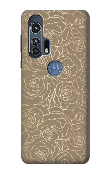 W3466 Gold Rose Pattern Hard Case and Leather Flip Case For Motorola Edge+