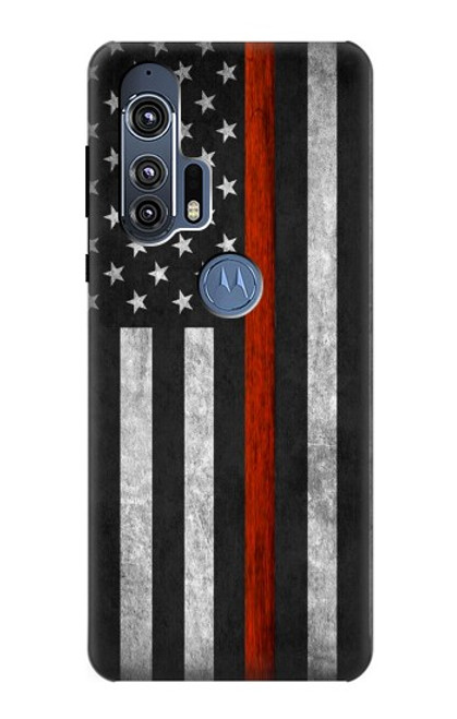 W3472 Firefighter Thin Red Line Flag Hard Case and Leather Flip Case For Motorola Edge+