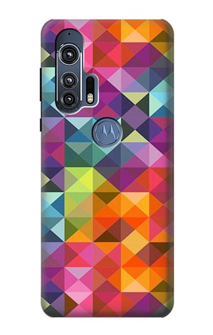 W3477 Abstract Diamond Pattern Hard Case and Leather Flip Case For Motorola Edge+