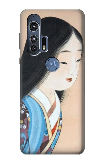 W3483 Japan Beauty Kimono Hard Case and Leather Flip Case For Motorola Edge+