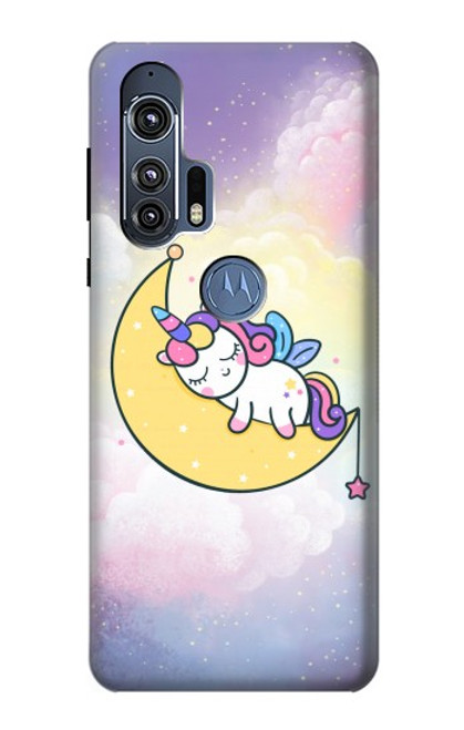 W3485 Cute Unicorn Sleep Hard Case and Leather Flip Case For Motorola Edge+