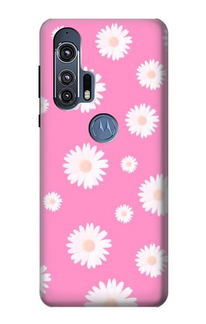 W3500 Pink Floral Pattern Hard Case and Leather Flip Case For Motorola Edge+