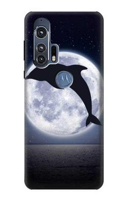 W3510 Dolphin Moon Night Hard Case and Leather Flip Case For Motorola Edge+