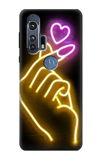 W3512 Cute Mini Heart Neon Graphic Hard Case and Leather Flip Case For Motorola Edge+