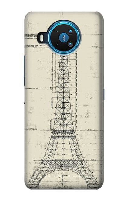 W3474 Eiffel Architectural Drawing Hard Case and Leather Flip Case For Nokia 8.3 5G