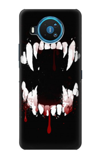 W3527 Vampire Teeth Bloodstain Hard Case and Leather Flip Case For Nokia 8.3 5G