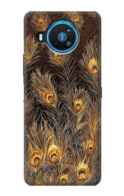 W3691 Gold Peacock Feather Hard Case and Leather Flip Case For Nokia 8.3 5G