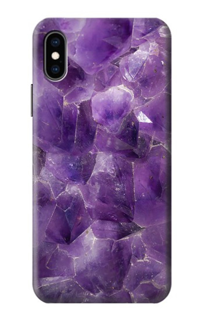 W3713 Purple Quartz Amethyst Graphic Printed Hard Case and Leather Flip Case For iPhone X, iPhone XS