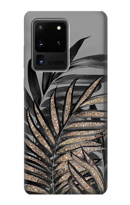 W3692 Gray Black Palm Leaves Hard Case and Leather Flip Case For Samsung Galaxy S20 Ultra