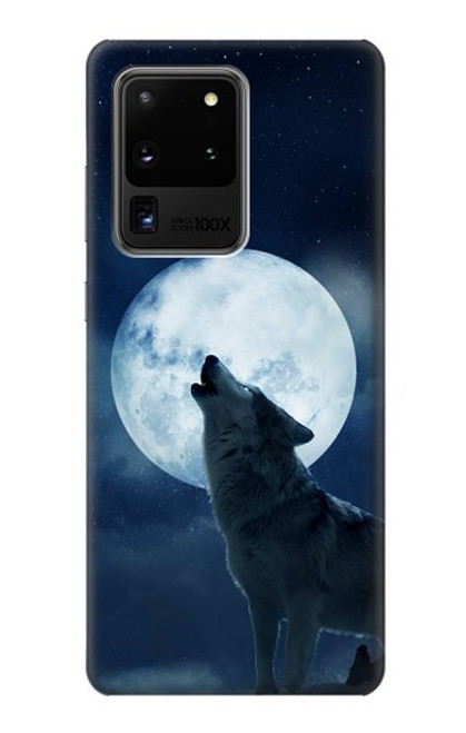 W3693 Grim White Wolf Full Moon Hard Case and Leather Flip Case For Samsung Galaxy S20 Ultra