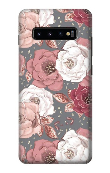 W3716 Rose Floral Pattern Hard Case and Leather Flip Case For Samsung Galaxy S10 Plus