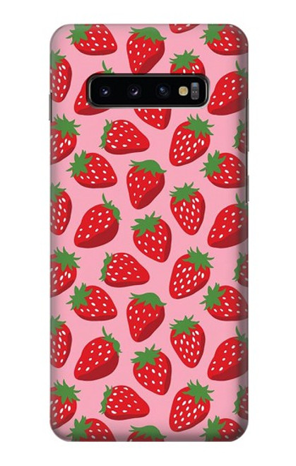 W3719 Strawberry Pattern Hard Case and Leather Flip Case For Samsung Galaxy S10 Plus