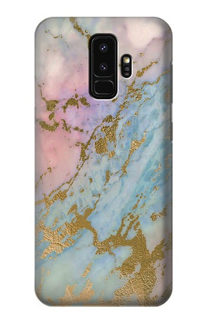 W3717 Rose Gold Blue Pastel Marble Graphic Printed Hard Case and Leather Flip Case For Samsung Galaxy S9 Plus