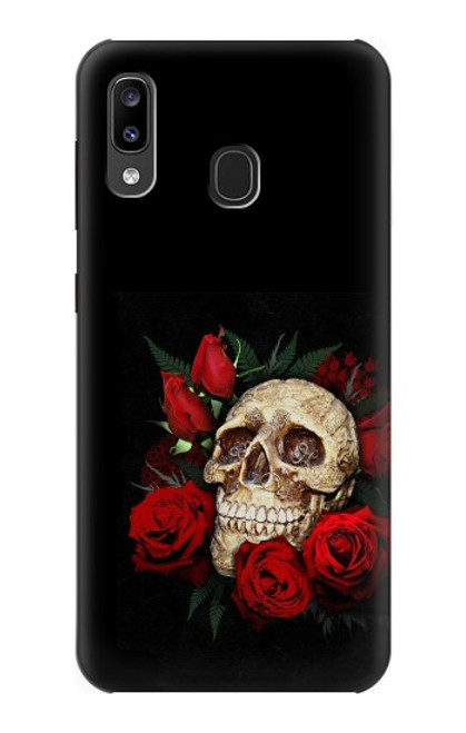 W3753 Dark Gothic Goth Skull Roses Hard Case and Leather Flip Case For Samsung Galaxy A20, Galaxy A30