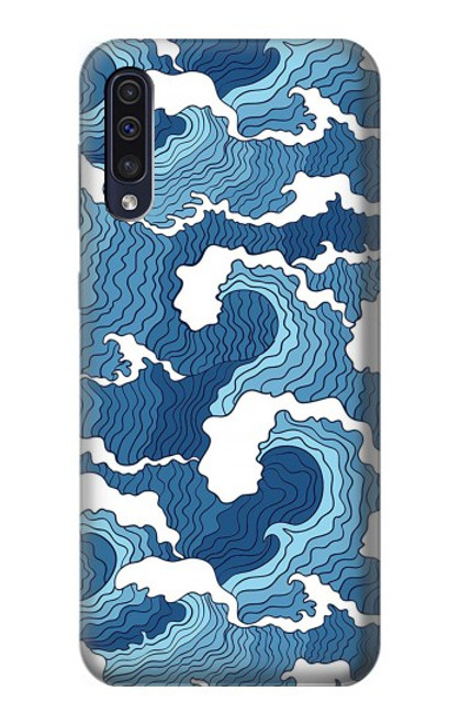 W3751 Wave Pattern Hard Case and Leather Flip Case For Samsung Galaxy A70