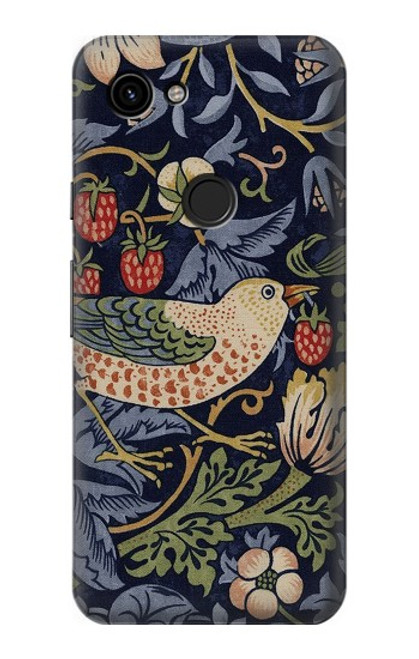 W3791 William Morris Strawberry Thief Fabric Hard Case and Leather Flip Case For Google Pixel 3a