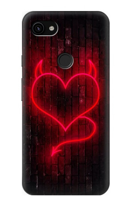 W3682 Devil Heart Hard Case and Leather Flip Case For Google Pixel 3a XL