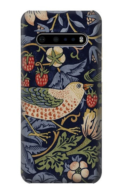 W3791 William Morris Strawberry Thief Fabric Hard Case and Leather Flip Case For LG V60 ThinQ 5G