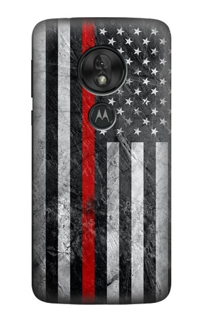 W3687 Firefighter Thin Red Line American Flag Hard Case and Leather Flip Case For Motorola Moto G7 Play