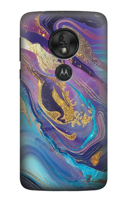 W3676 Colorful Abstract Marble Stone Hard Case and Leather Flip Case For Motorola Moto G7 Power